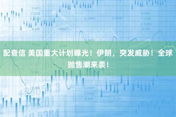 配查信 美国重大计划曝光！伊朗，突发威胁！全球抛售潮来袭！